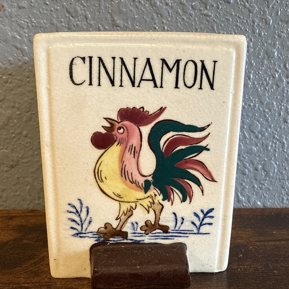 Vintage Fred‎ Roberts Rooster Ceramic cinnamon Apothecary Replacement Jar Japan
